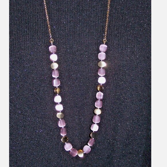 TALBOTS Purple and Gold Fashion Necklace - Picture 1 of 4
